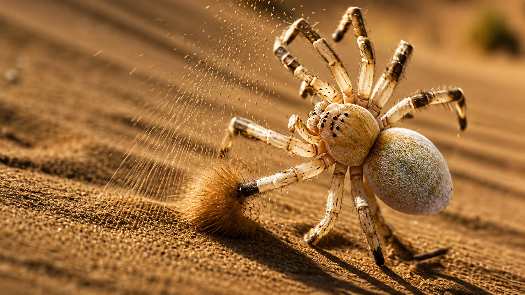 This spider has one last escape trick… she turns herself into a wheel