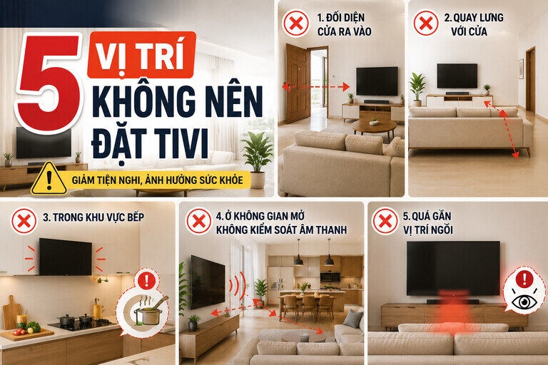5 vị trí trong nhà không nên đặt tivi