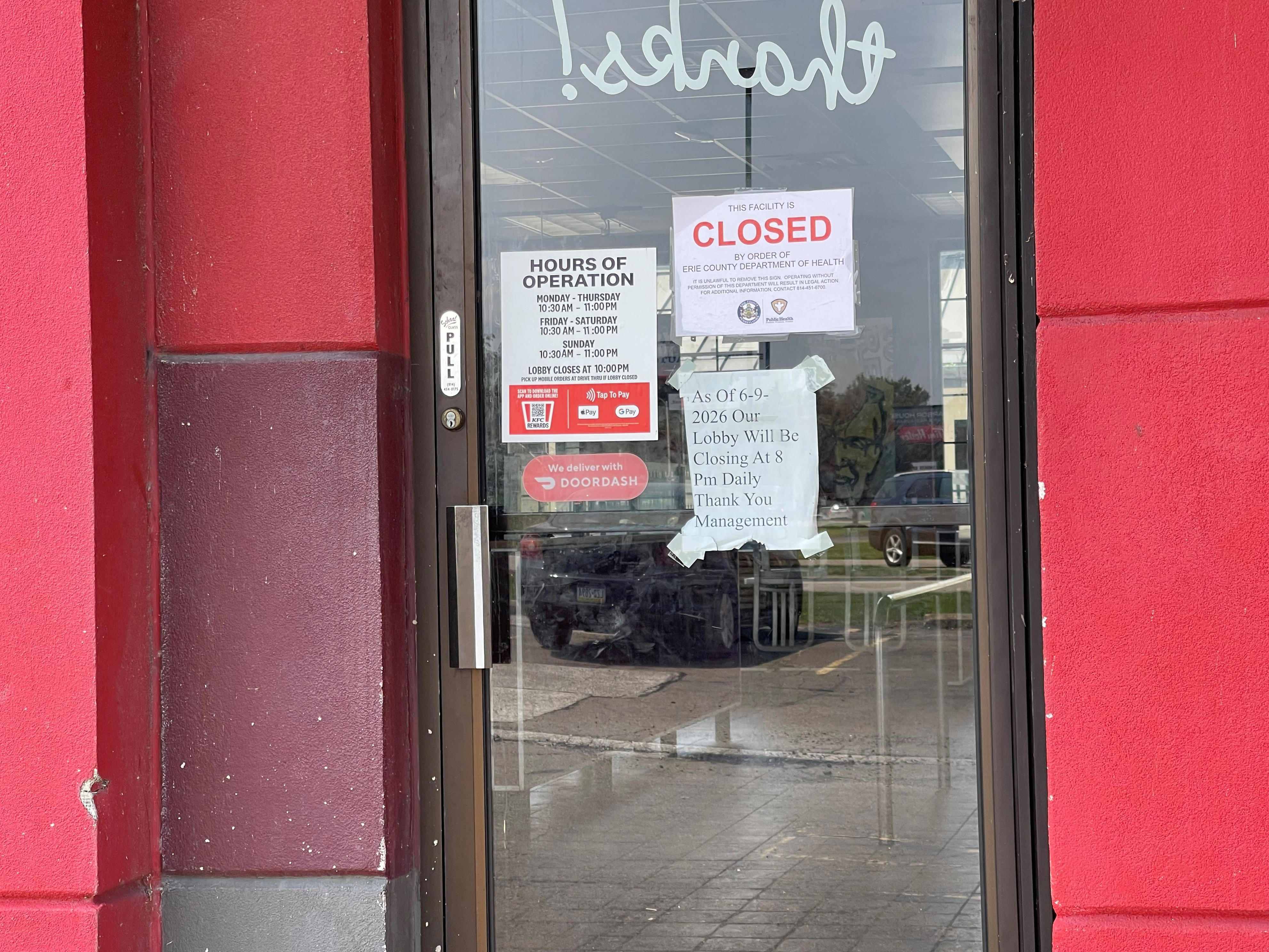 Erie County DEPT. of Health officials allow one KFC location to reopen