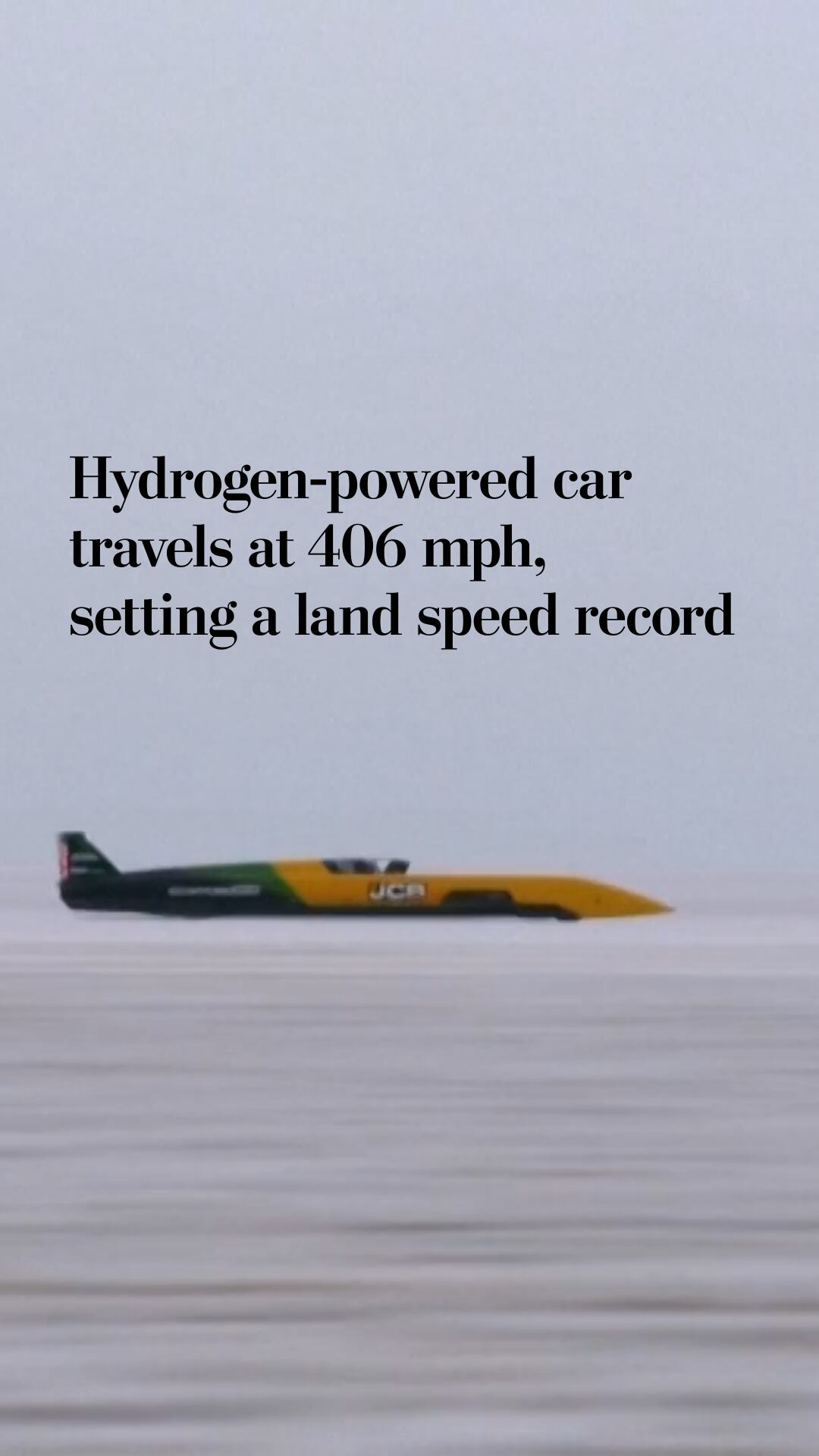 Hydrogen-powered car travels at 406 mph, setting a land speed record