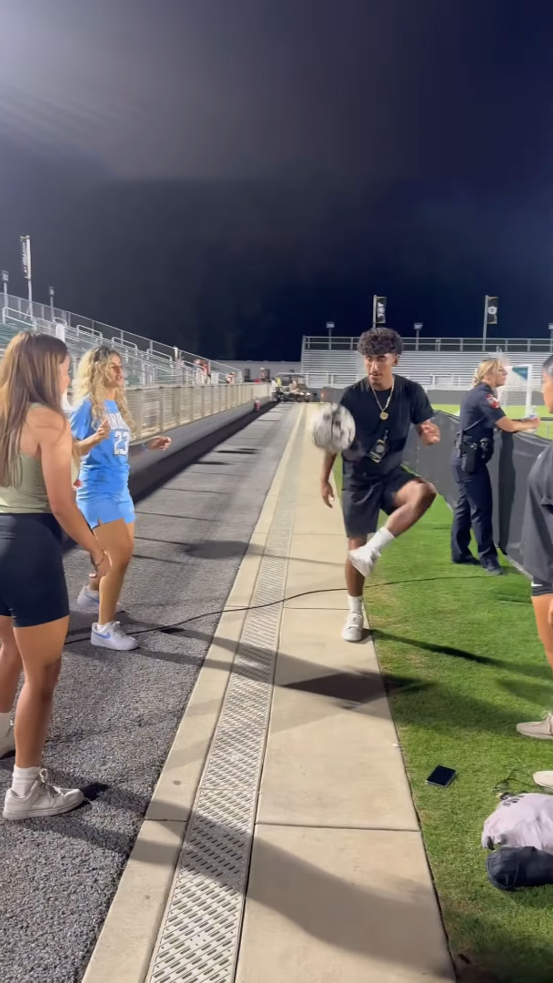Showing off impressive soccer ball skills