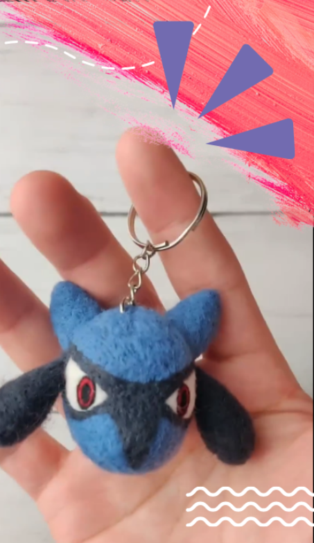 Making a cute Riolu keychain with handmade wool craft