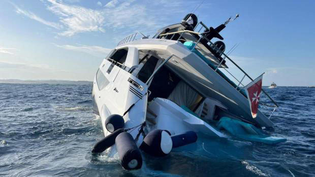 The luxury vessel had been delivered to its new owner following a renovation just four days before the incident on Tuesday (Picture: Jam Press)