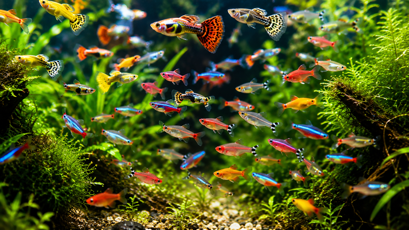 I filled my 100 gallon aquarium with colorful fish!
