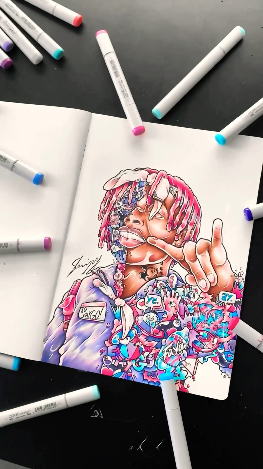 Drawing rapper SoFaygo in custom art style