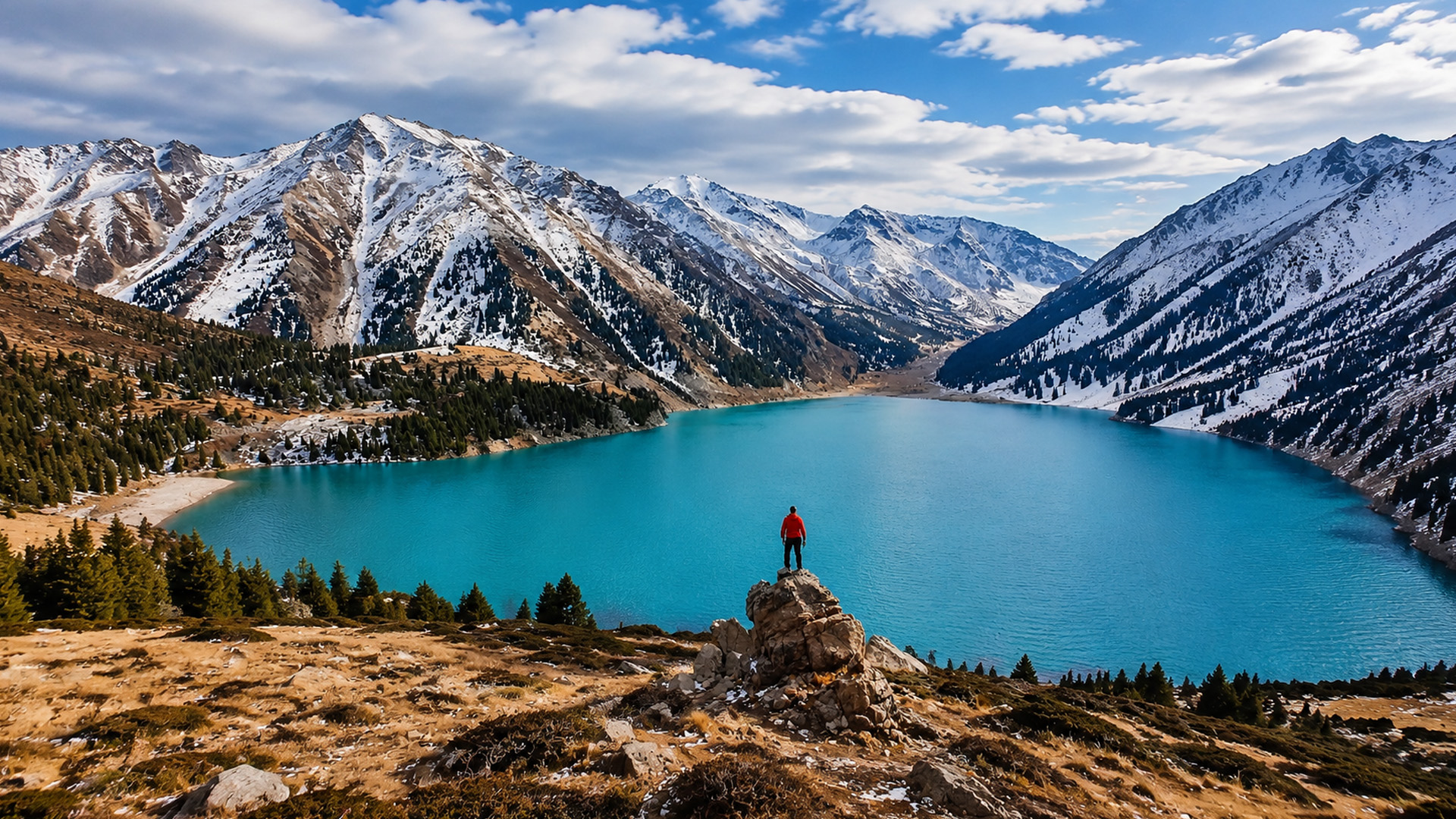 A crystal blue mountain lake hidden in Kazakhstan’s peaks