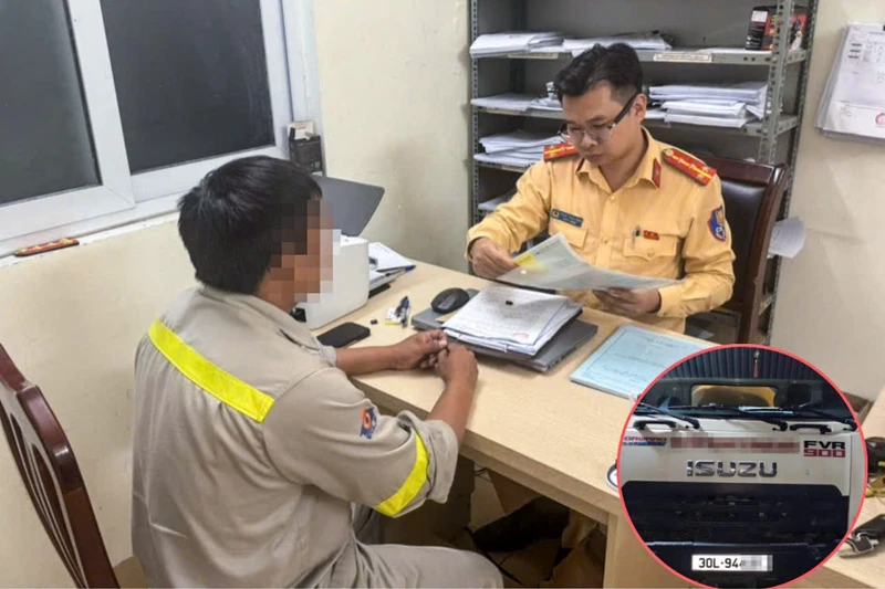 Phạt tài xế xe bồn xả thải trên đường Hà Nội