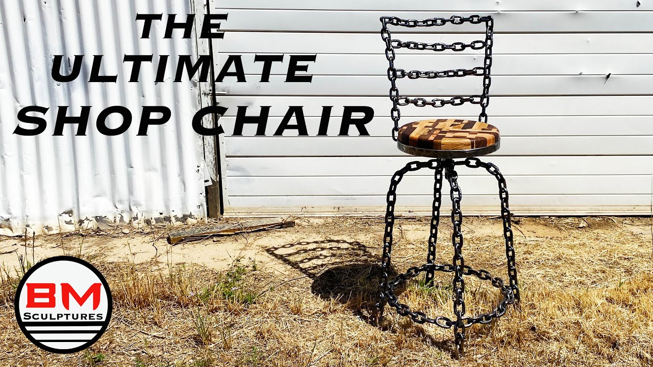 Shop chair using welded chain & scrapwood