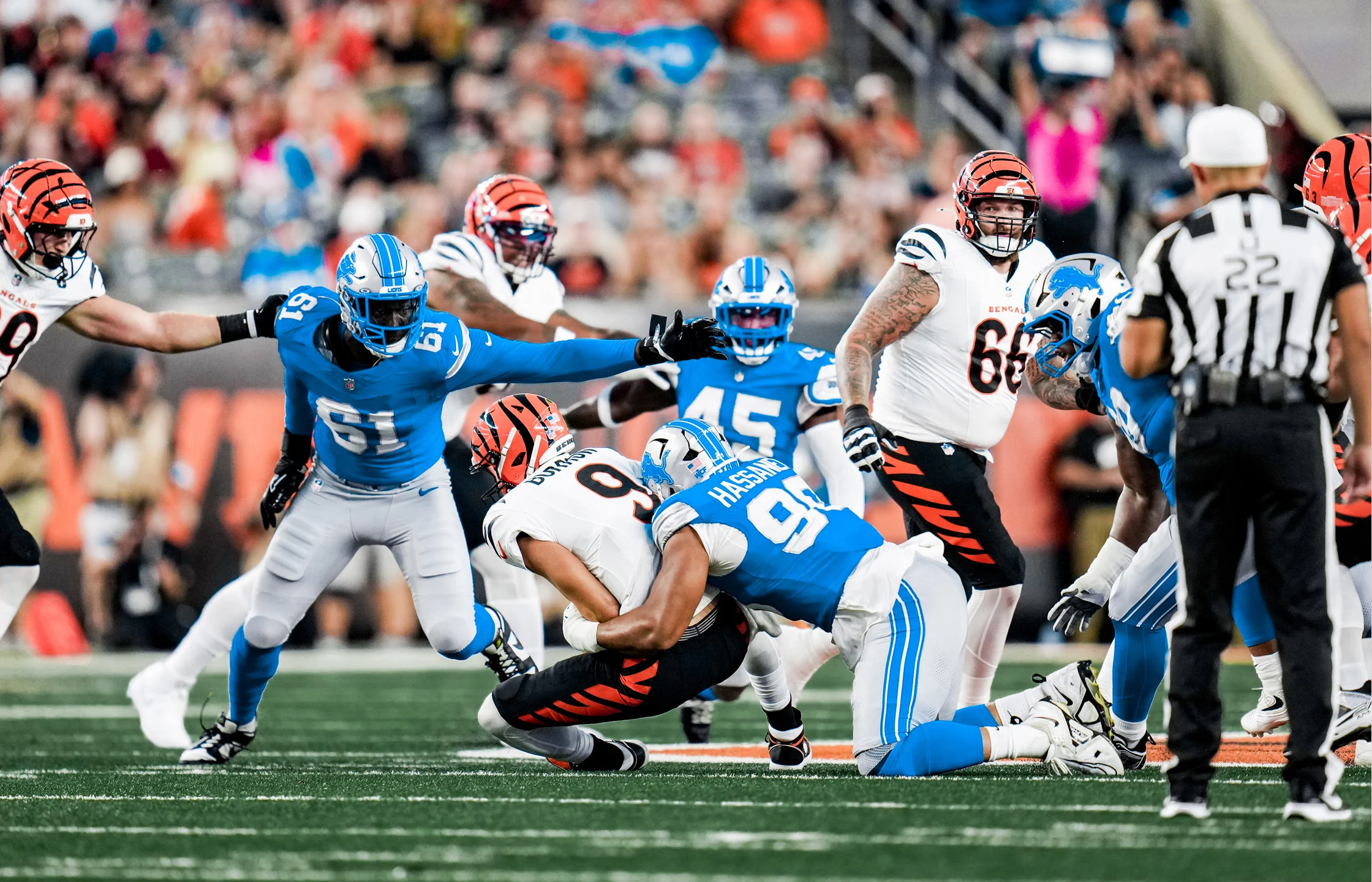 Lions film study: Ahmed Hassanein had 2 sacks against the Bengals, but ...