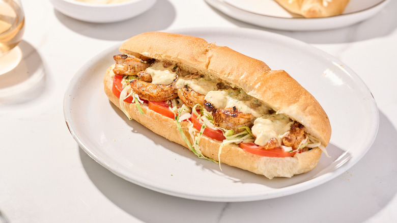Grilled shrimp po-boy sandwich recipe