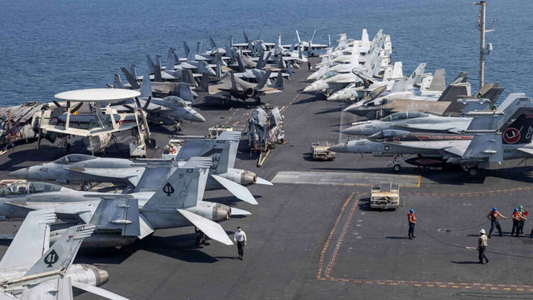 The USS Abraham Lincoln aircraft carrier in March. Reuters