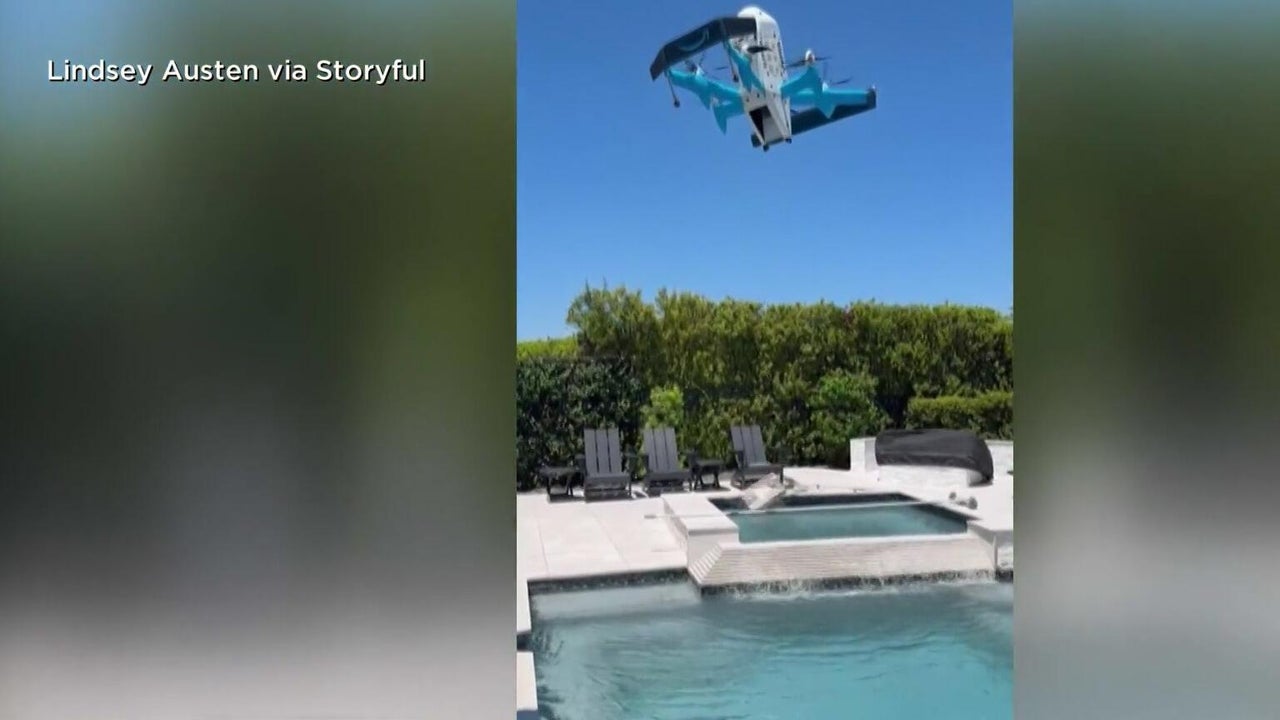 Amazon drone delivery lands package in customer's pool