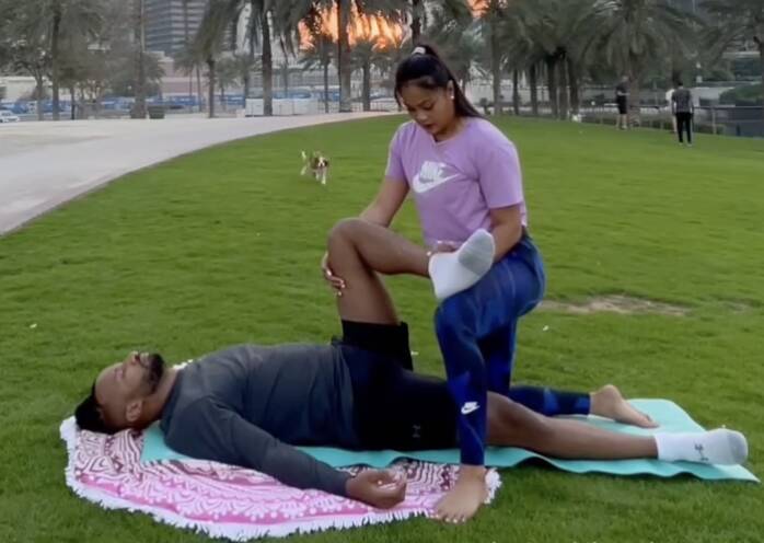 Woman's stretching session keeps attracting dogs — and one leaves an unwanted gift