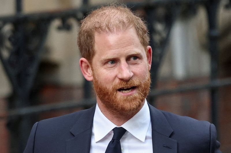 FILE PHOTO: Britain's Prince Harry leaves High Court in London, Britain, January 20, 2026. REUTERS/Toby Melville/File Photo