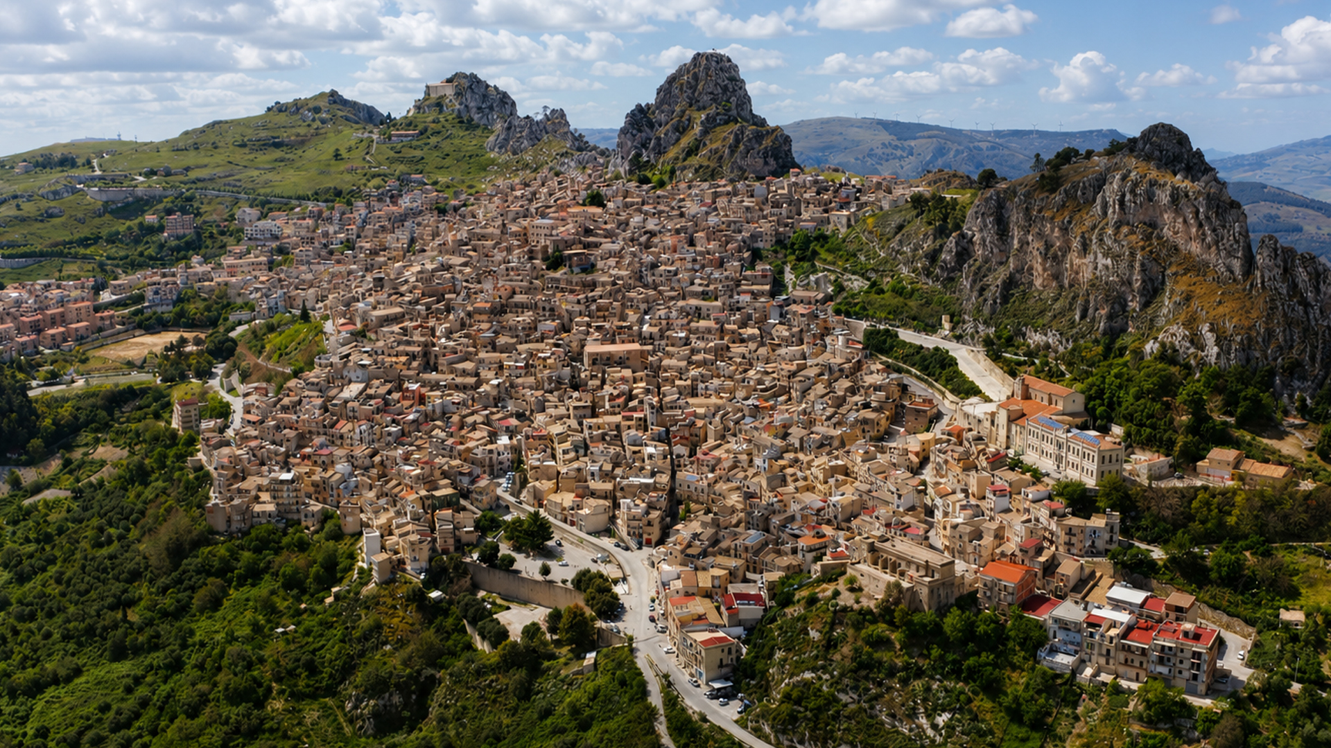 Hundreds of homes crowd this mountain ridge