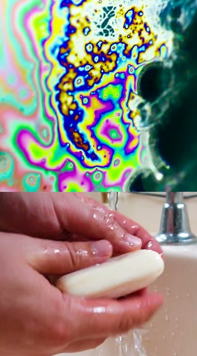 Three soap bubbles look completely different under microscope