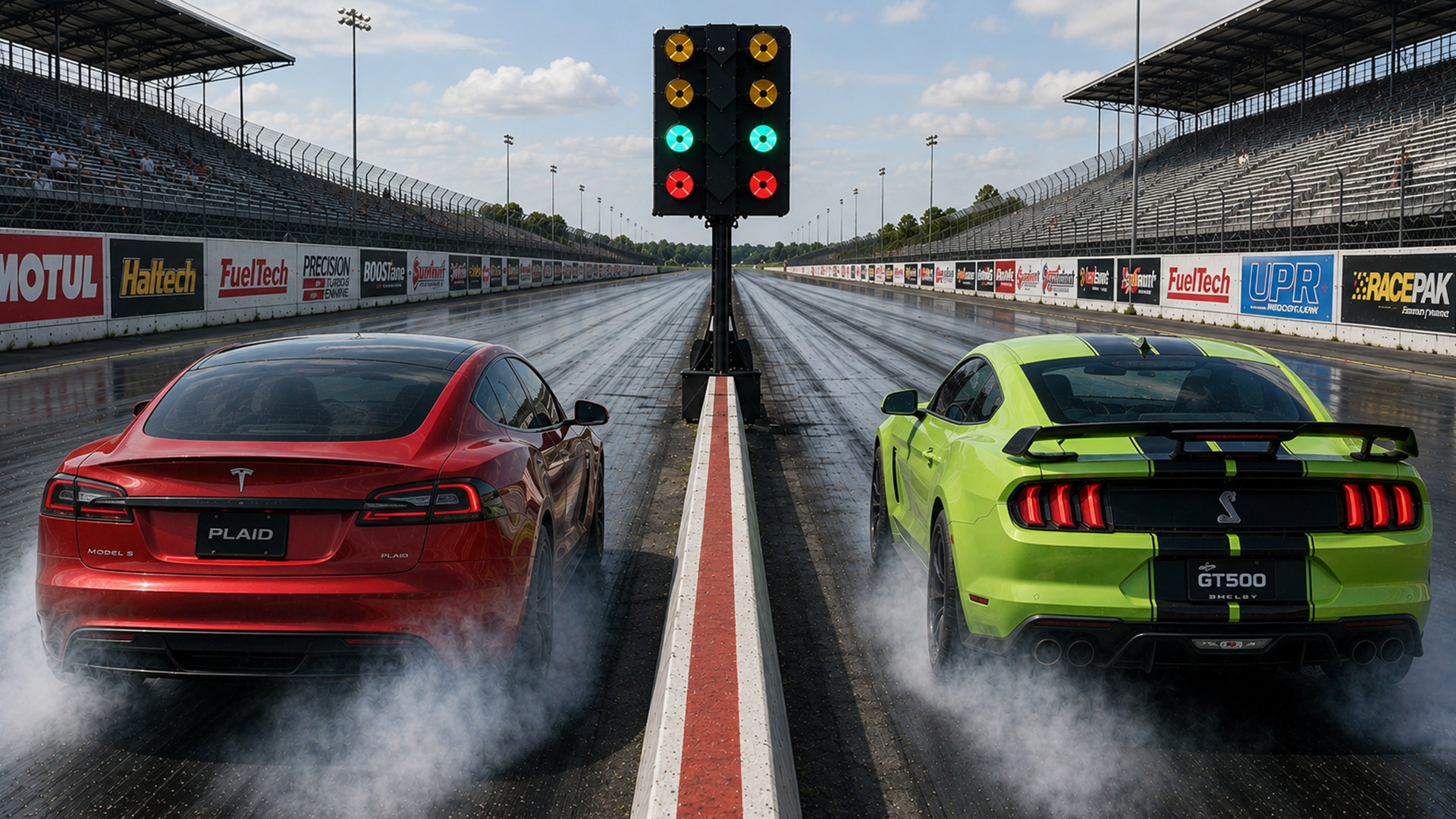 1,200HP Shelby GT500 faces Tesla Model S Plaid drag race
