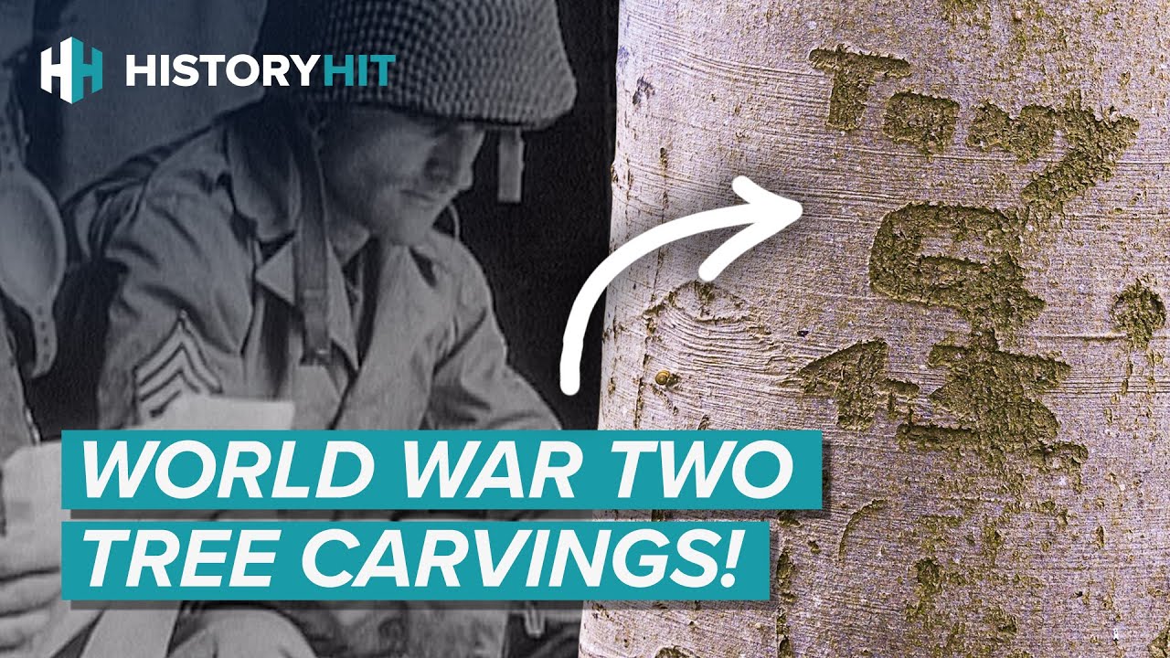 Easy Company GI.s carved their names into trees in this English village