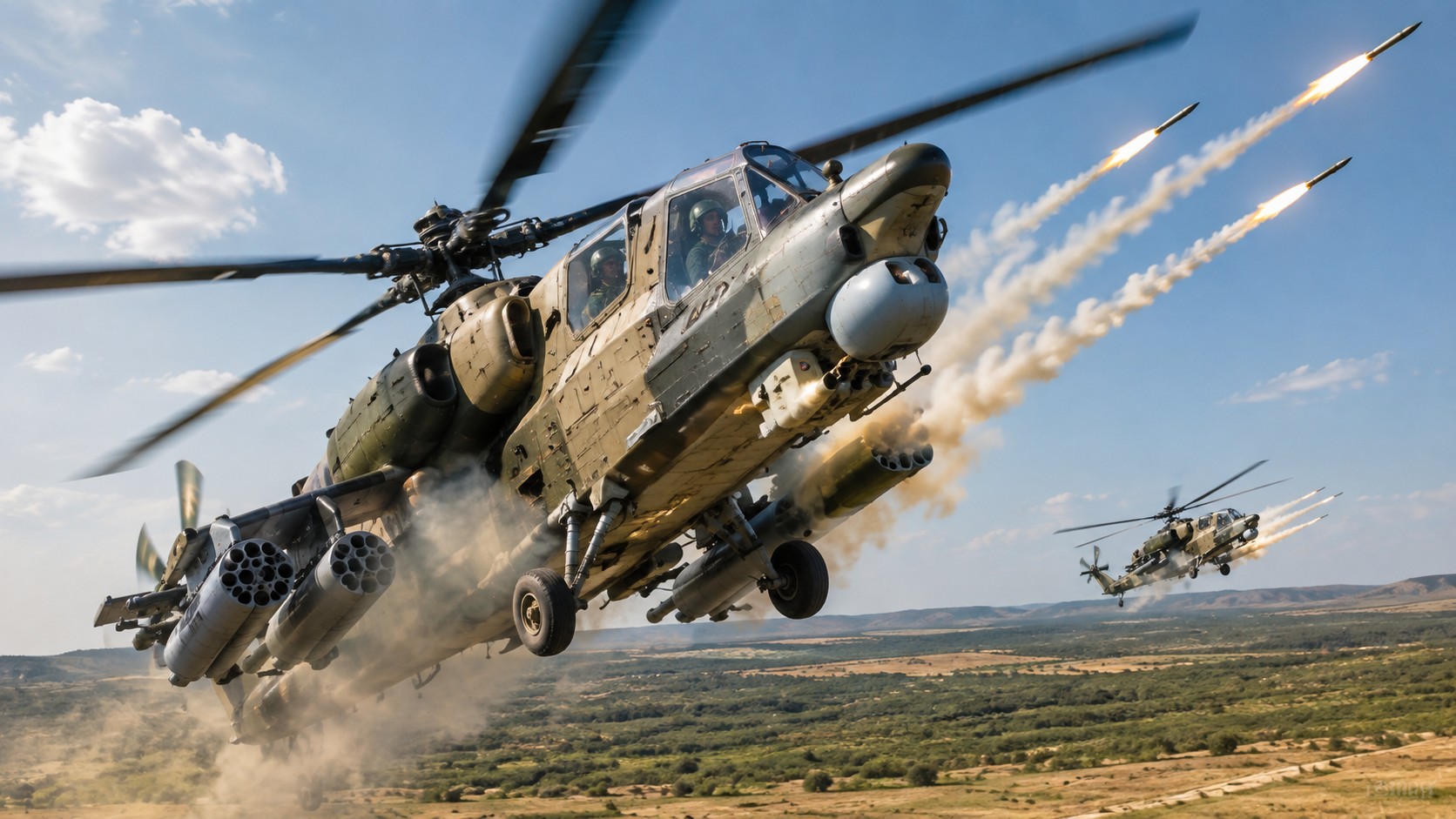 Why are Russian helicopters shooting up at the sky?
