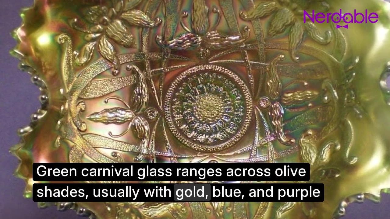 6 carnival glass colors ranked by value, from common to rare