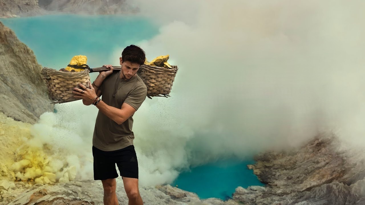 These men enter a volcano for $15 to $20 a day... he tried their job ...