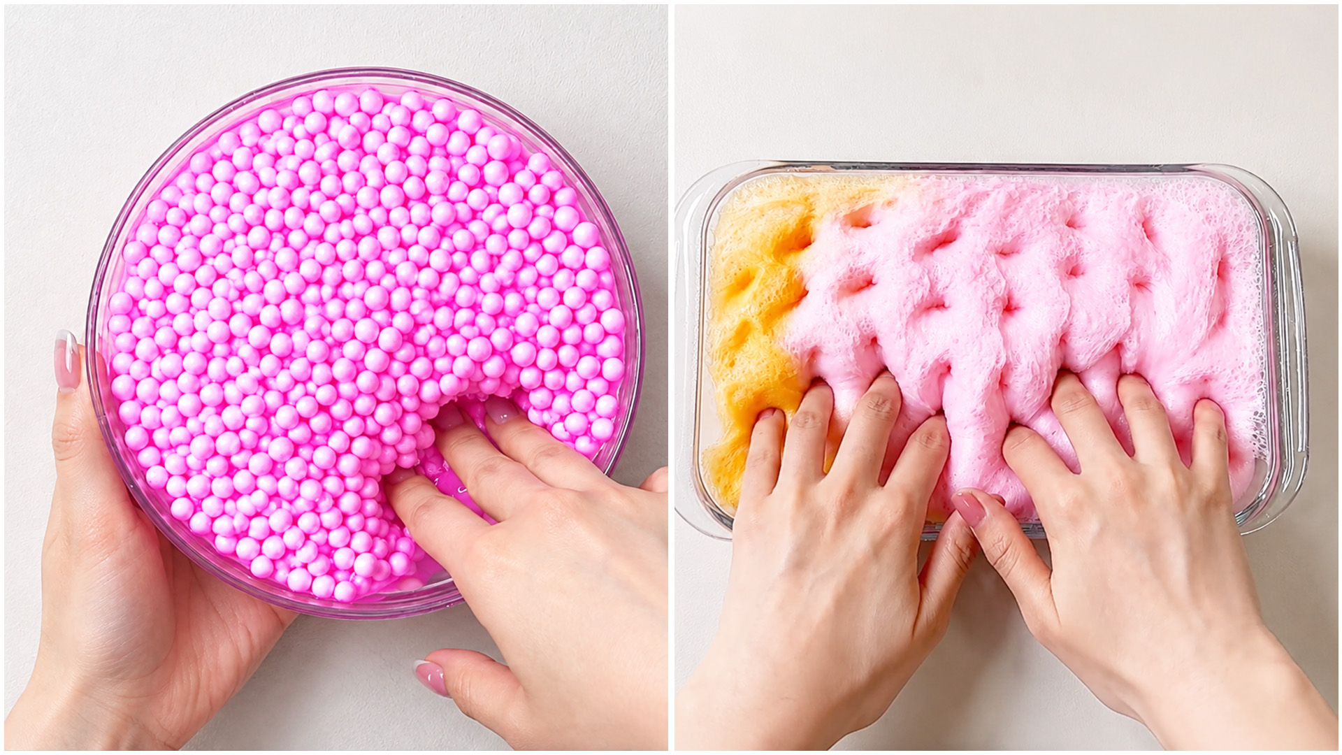 Mesmerizing pink slime with beads and cloud textures