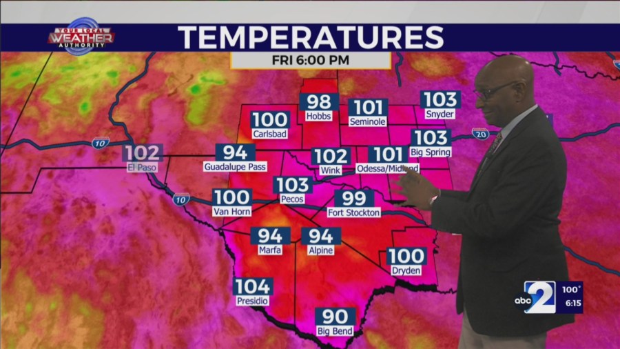 8/21/2026 7-day forecast, West Texas heat drags on to the weekend