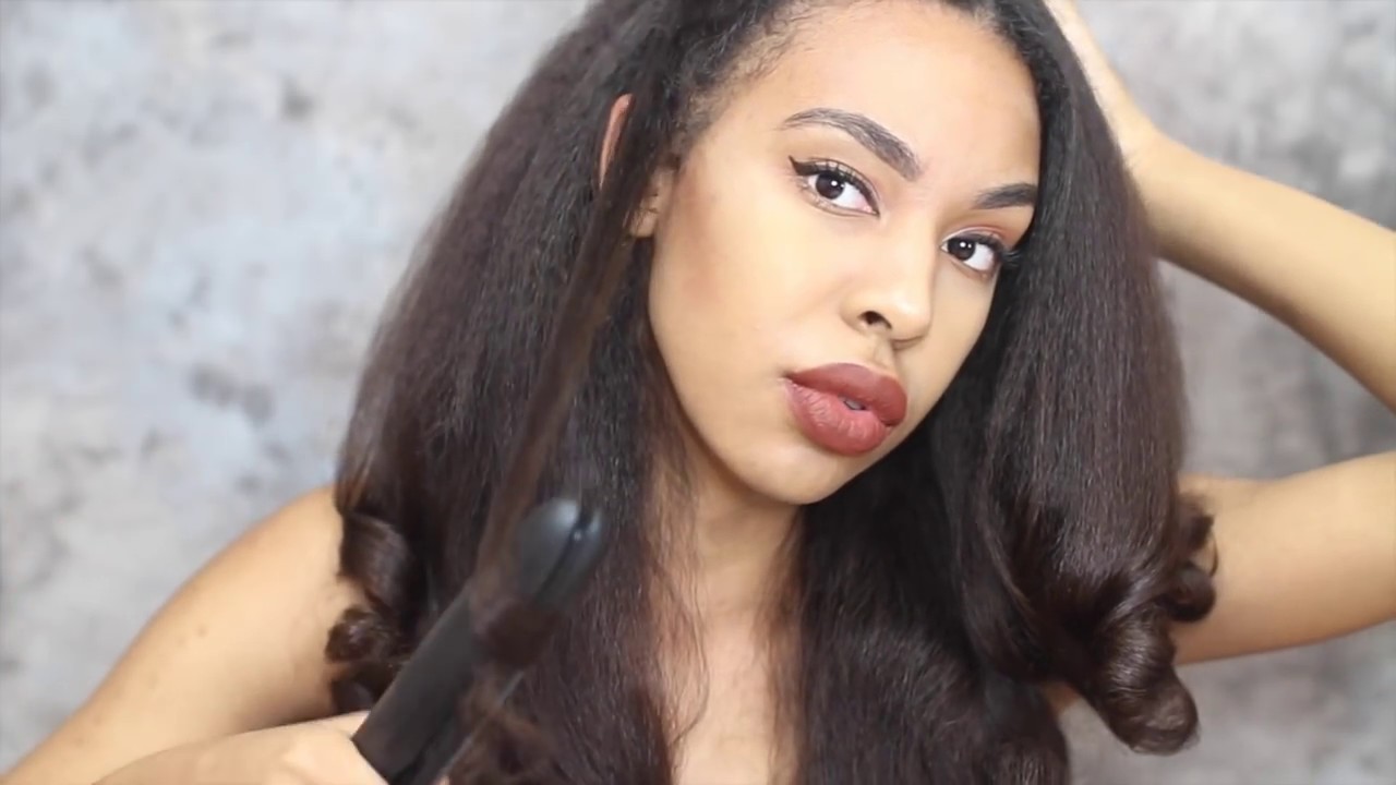 How to create flat iron curls on natural hair | Voluminous curly hair ...