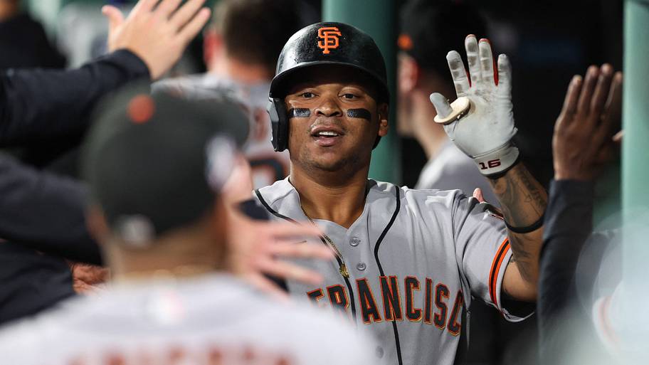 Aug 21, 2026; Boston, Massachusetts, USA; San Francisco Giants designated hitter Rafael Devers (16) celebrates after hitting a solo home run during the fourth inning against the Boston Red Sox at Fenway Park. Mandatory Credit: Paul Rutherford-Imagn Images | IMAGN IMAGES via Reuters Connect