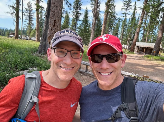The author (right) and his brother Jeremy arrive at Seeley Lake, Montana, to begin their journey.