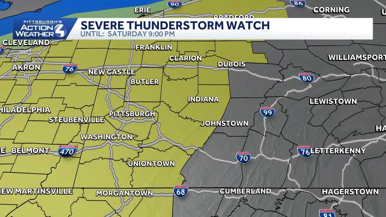 Severe thunderstorm watch issued for western Pa. Saturday