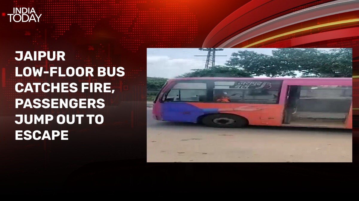 Video: Jaipur low-floor bus catches fire, passengers jump out as ...