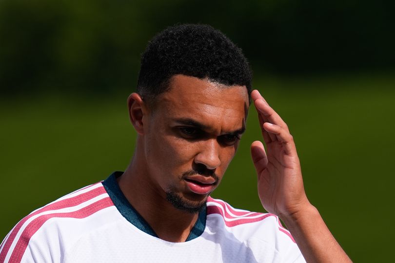 Trent Alexander-Arnold of Real Madrid CF looks on during the Real Madrid training session held in collaboration with CD Leganes