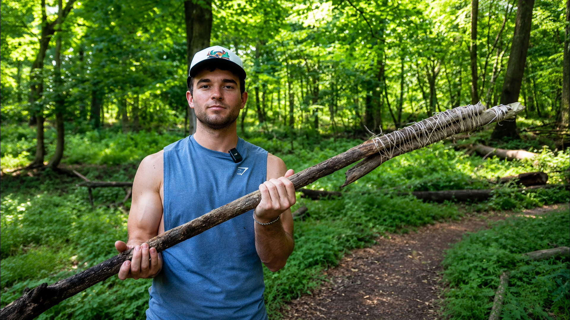 He tested a homemade spear for catching fish
