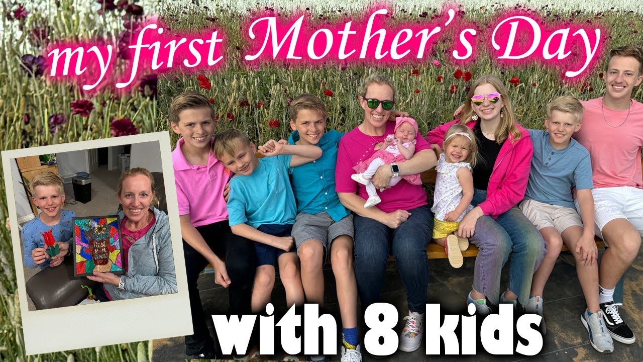 Mother celebrates emotional first Mother's Day with eight kids