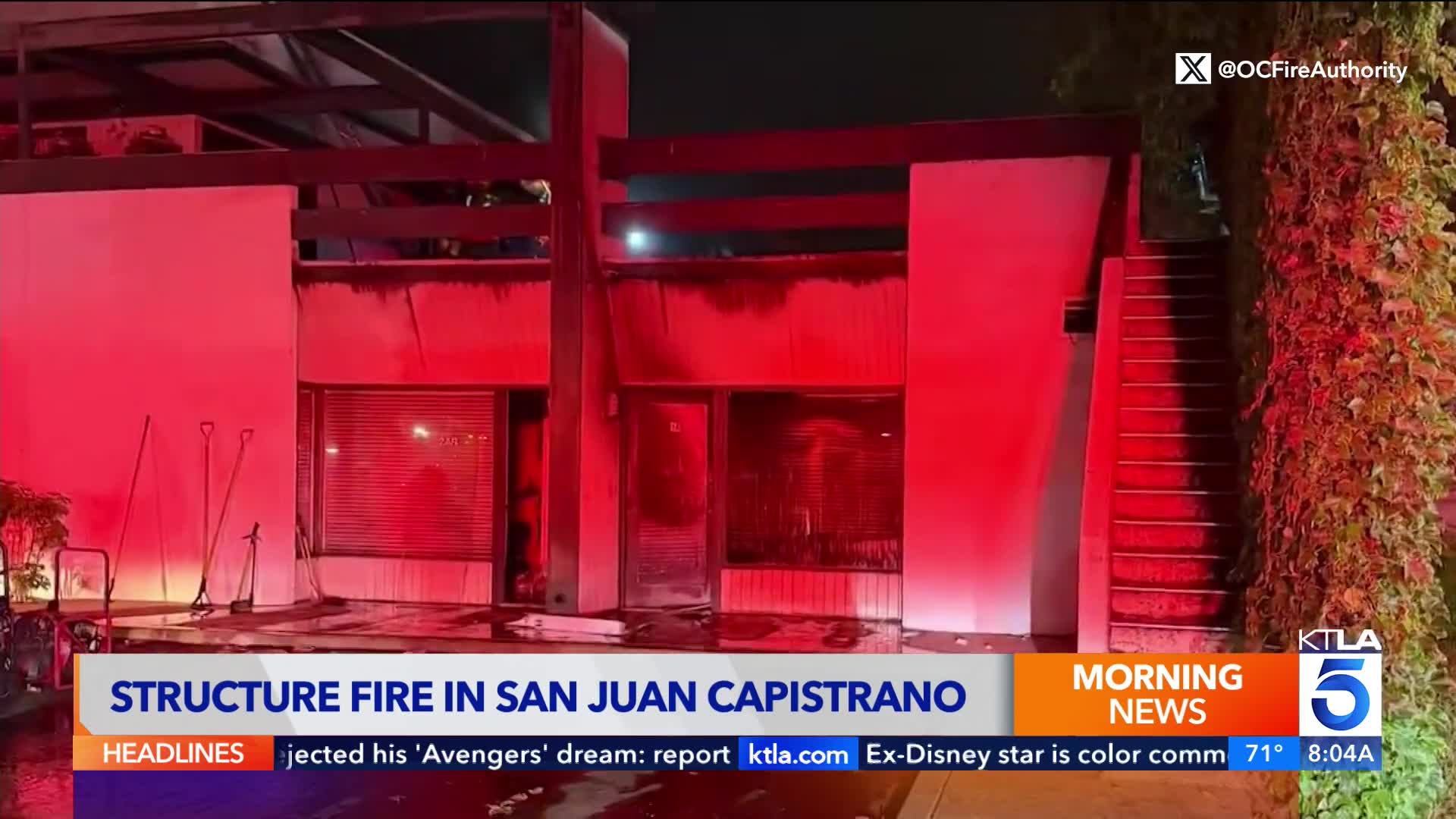 Overnight structure fire knocked down by firefighters in Orange County