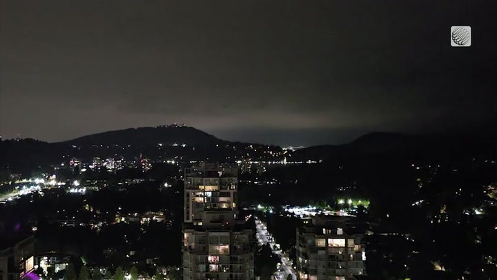 Distant lightning show over Coquitlam, BC