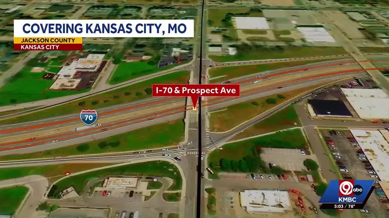 One person killed when a car leaves I-70 and hits several objects