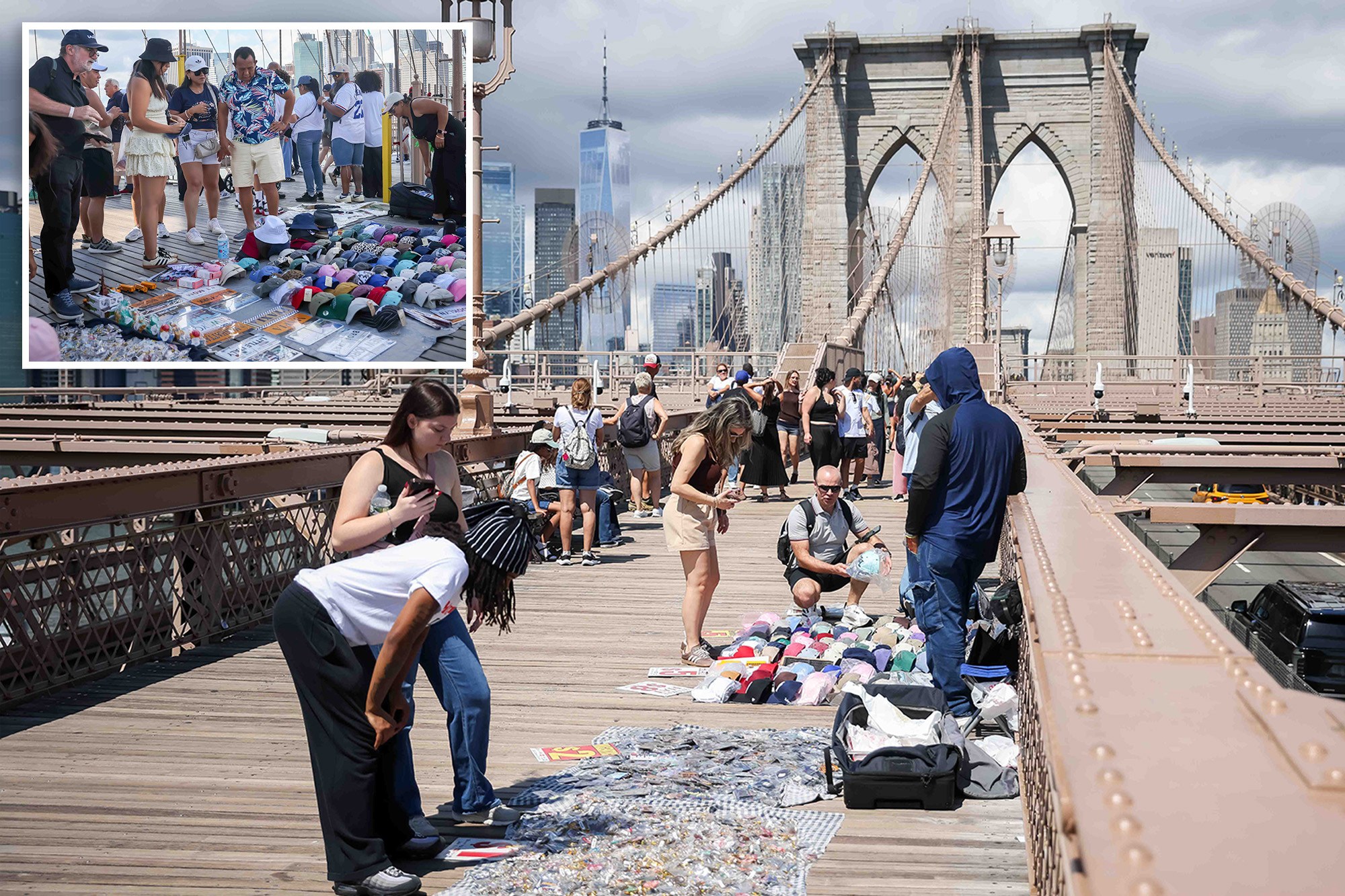 Dozens of illegal vendors swarm Brooklyn Bridge, crowd out licensed ...