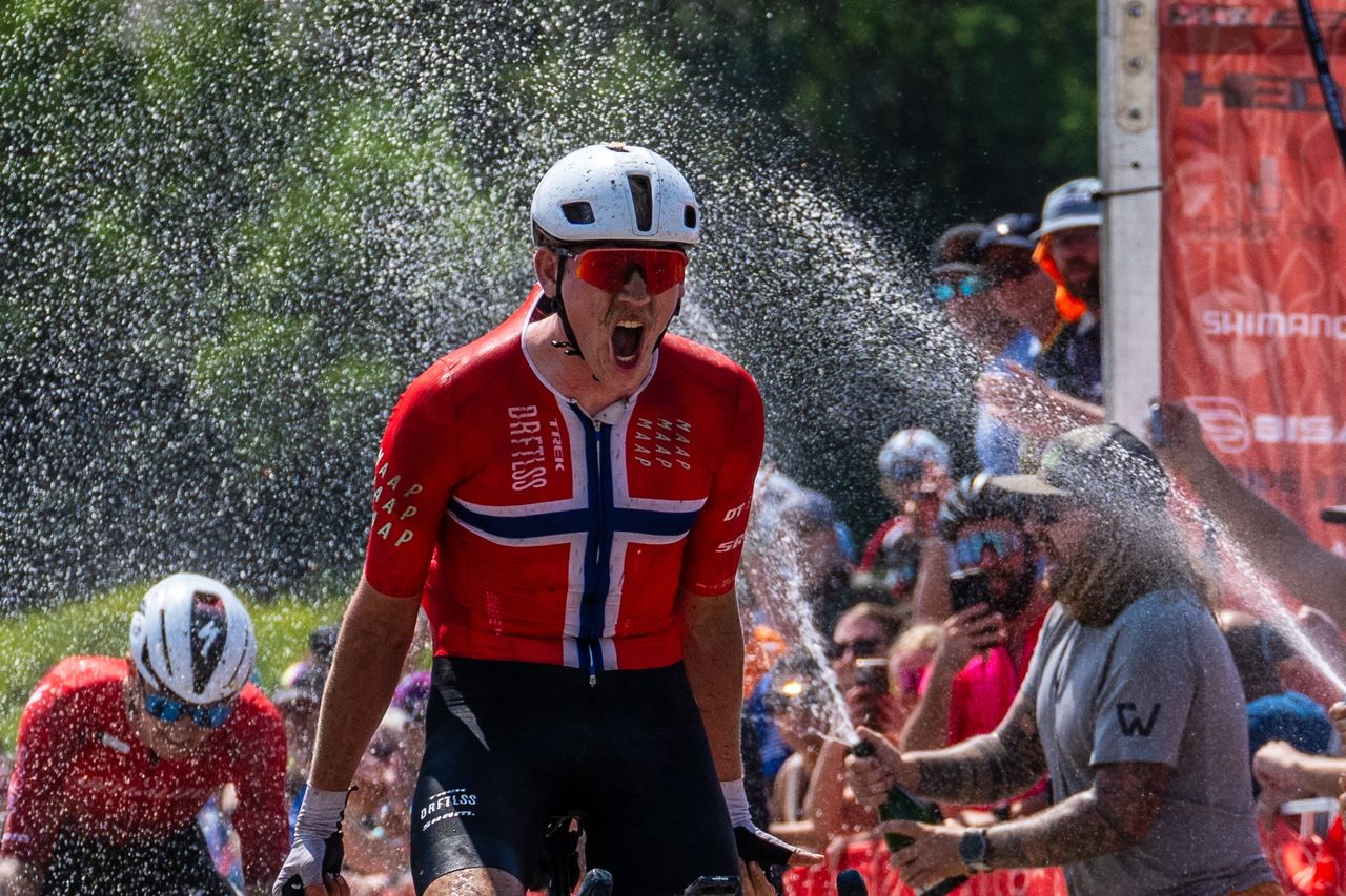Lauf Gravel Worlds: Geerike Schreurs claims photo finish as Torbjørn Røed wins three-way sprint