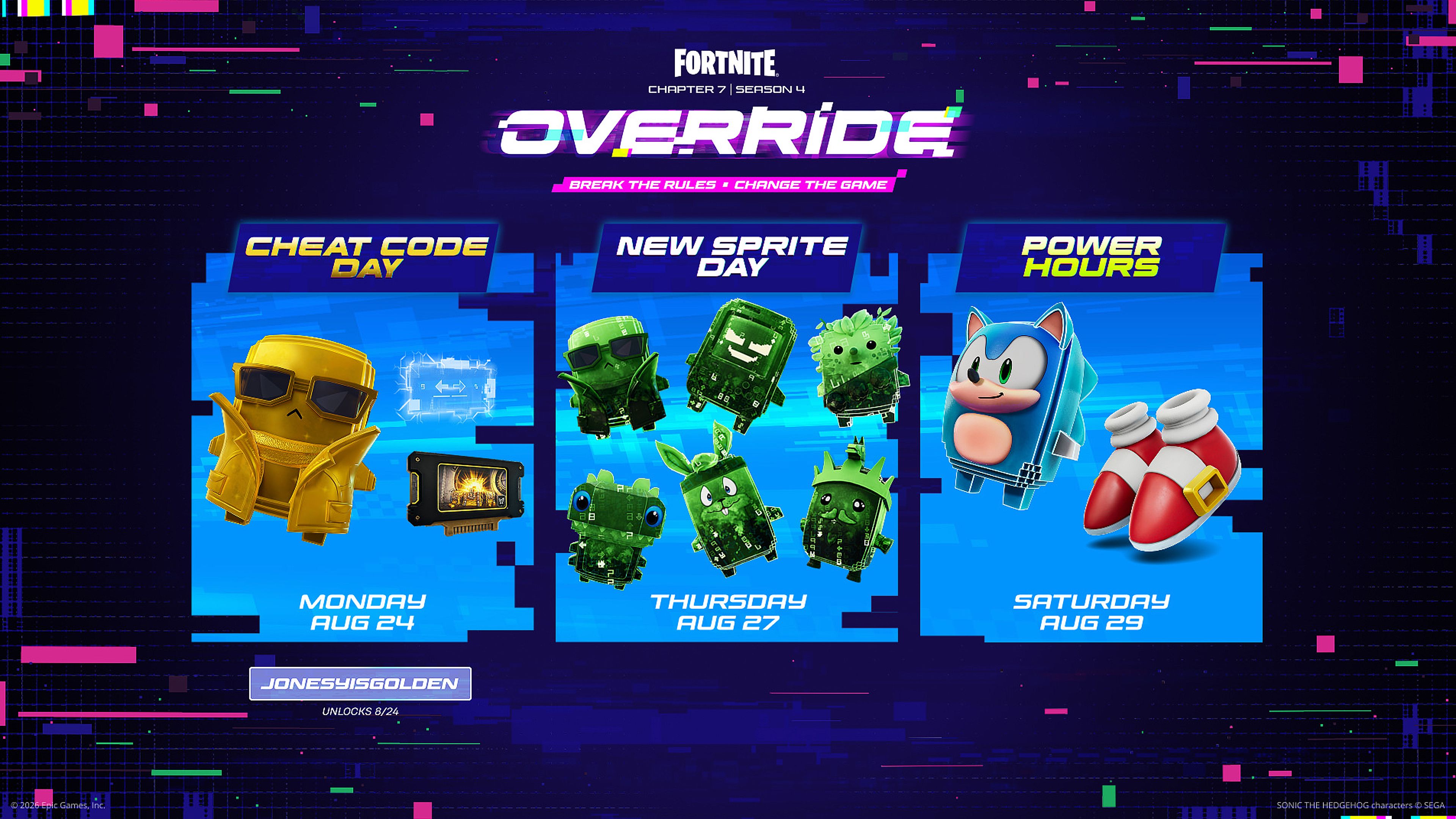 Fortnite cheat code Monday start times (boosted sprite drop rates)