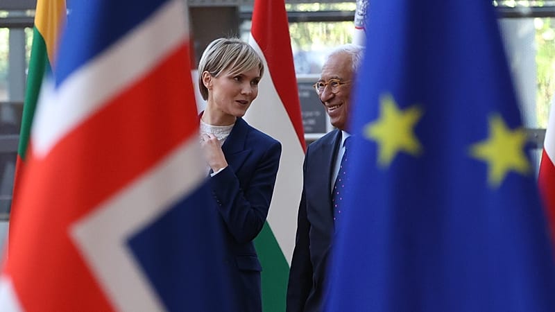 Kristrún Frostadóttir, prima ministra dell'Islanda, e António Costa, presidente del Consiglio europeo