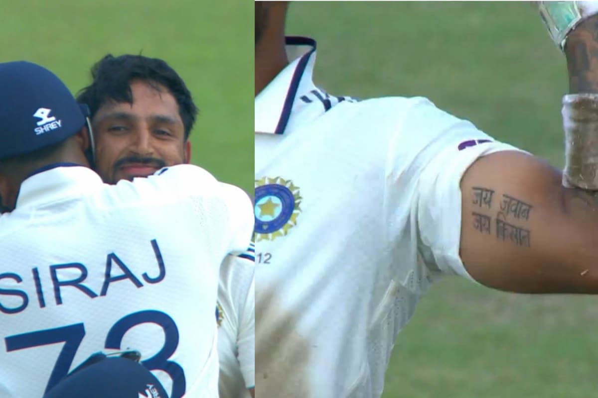 Image for Dhruv Jurel celebrates test century vs SL with 'Jai Jawaan, Jai Kisaan' tattoo