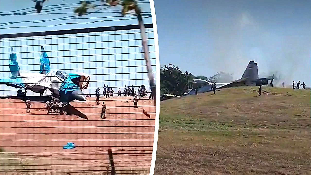 Fighter jet skids off runway at air base in Indonesia