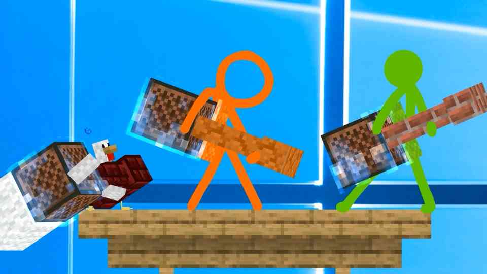 Note block battle chaos: Stick figures break the rhythm