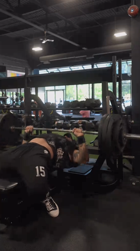 375 lb flat bench press for 3 reps