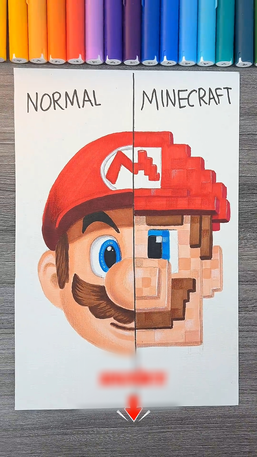 Dibujando a Mario Bros con un estilo inspirado en Minecraft