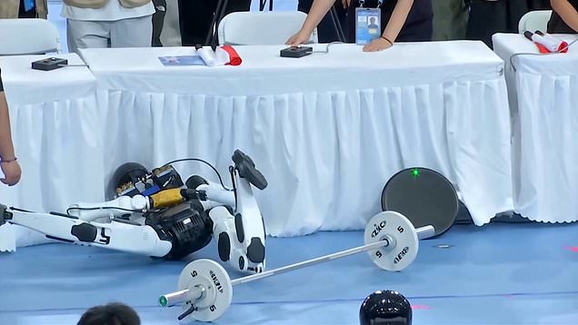 Weightlifting robot clatters into judges' table at World Humanoid Robot ...