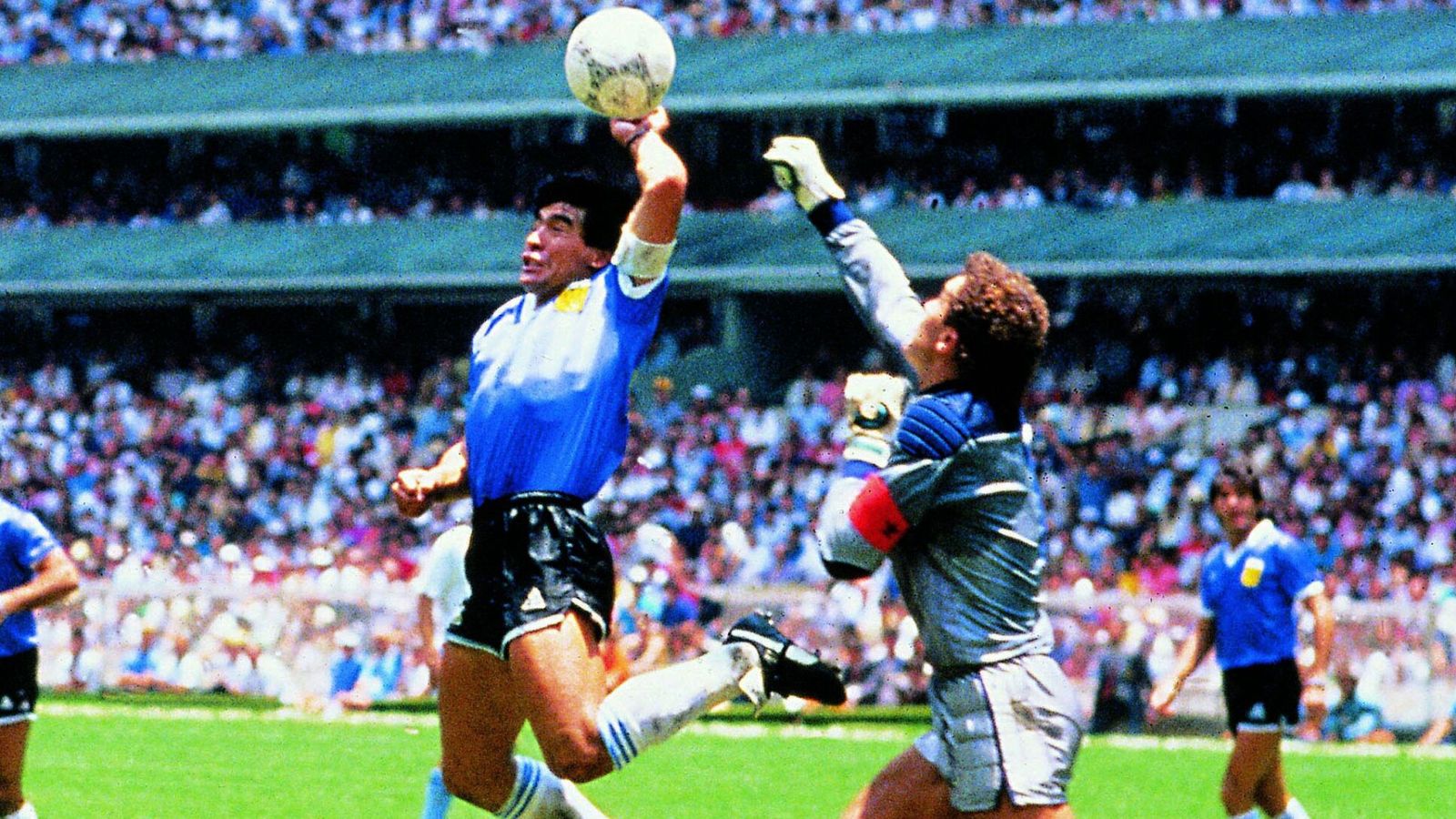 Diego Maradona's controversial goal. Pic: Bevilacqua Giuliano/ABACA/Shutterstock
