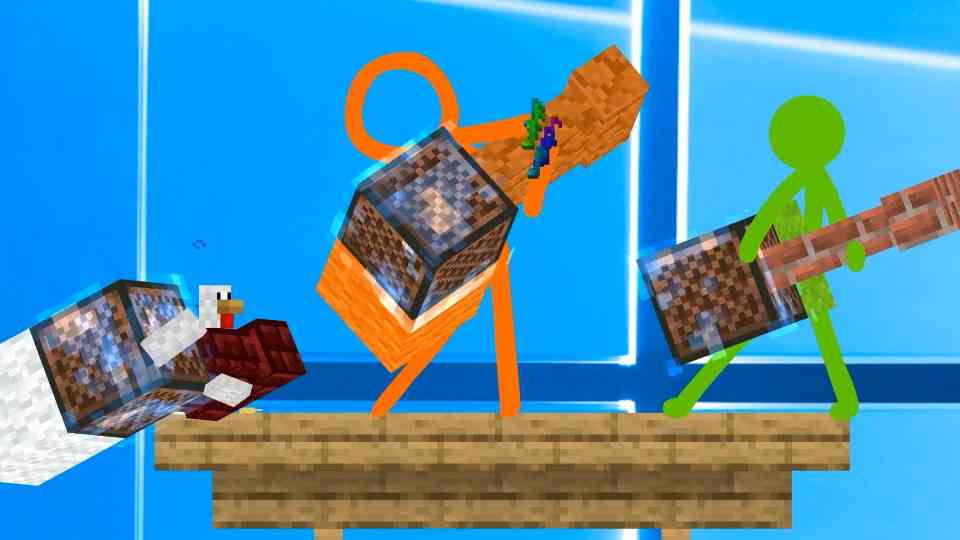 Note block showdown: Stick figures battle with music
